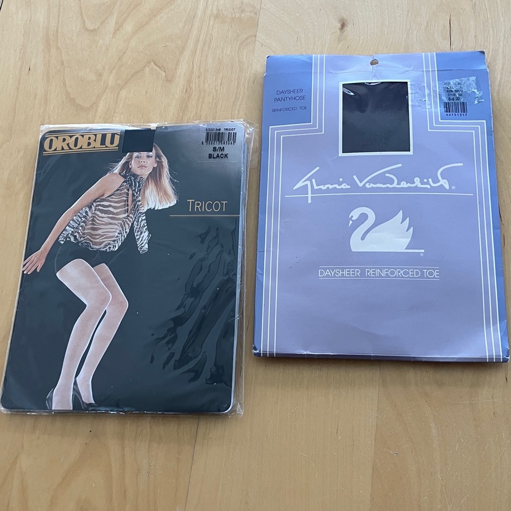 Oroblu Elegant Black Fishnet Hosiery and Vintage Gloria Vanderbilt black Small